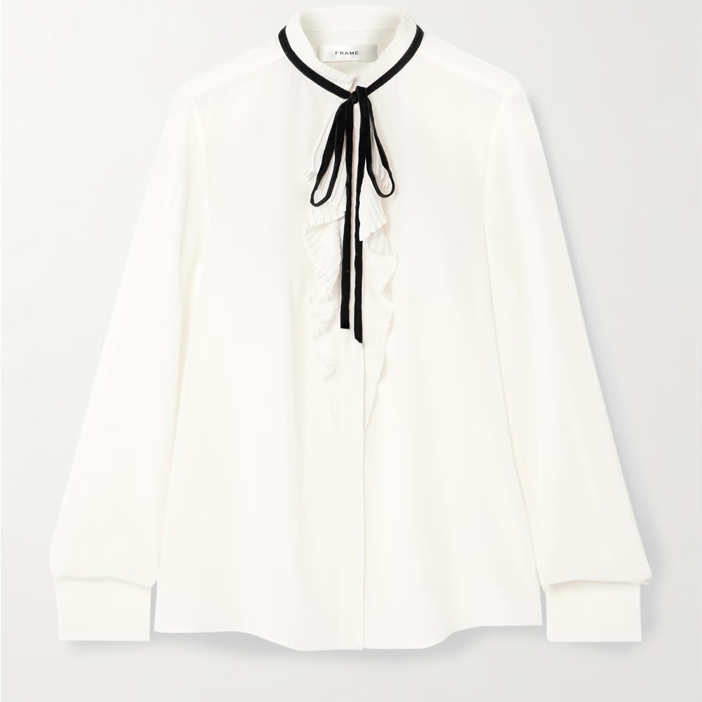 FRAME Velvet Tie Blouse